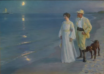 Summer Evening at Skagen Beach. The Artist and His Wife